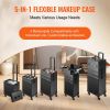 VEVOR 5 in 1 Professional Makeup Train Case Aluminum Cosmetic Case, Rolling Makeup Case Extra Large Trolley Makeup Travel Organizer